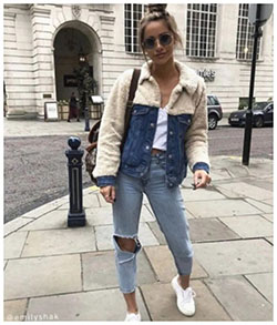 Topshop hybrid borg denim jacket: Jean jacket,  Street Style,  Classy Winter Dresses  