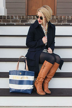 Cobalt blue outfit style with blazer, denim: Cobalt blue,  Street Style,  Brown Boots Outfits  