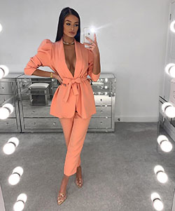 Orange and pink formal wear, pantsuit, fine legs: Formal wear,  Orange And Pink Outfit  