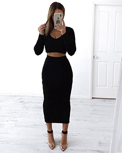 Classy outfit little black dress little black dress, pencil skirt: Pencil skirt,  T-Shirt Outfit,  Date Outfits,  Little Black Dress,  Brown And Black Outfit  