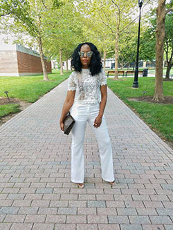 White outfit instagram with trousers, crop top, skirt: Crop top,  party outfits,  White Outfit,  Street Style,  Skirt Outfit Ideas  