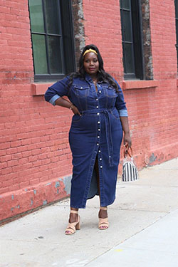 Plus size denim dress plus size clothing, fashion to figure: Cobalt blue,  Electric blue,  Street Style,  Plus size outfit,  Electric Blue And Cobalt Blue Outfit,  Fashion To Figure  