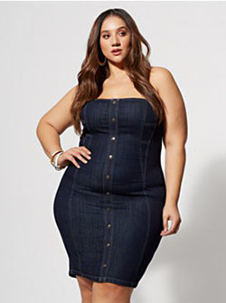 Colour outfit ideas 2020 with little black dress, strapless dress, cocktail dress, little black dress, crop top, denim: Cocktail Dresses,  Crop top,  Strapless dress,  fashion model,  Plus size outfit  