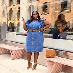 Ashley stewart jeans dresses plus size clothing, ashley stewart: Cocktail Dresses,  Maxi dress,  Ashley Stewart,  Street Style,  Plus size outfit,  Blue Outfit  