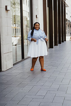 White outfit Stylevore with denim skirt, skirt, denim: White Outfit,  Street Style  