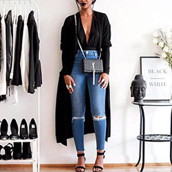 Black colour outfit, you must try with trousers, blazer, jacket: Black Outfit,  Casual Outfits,  Date Outfits  