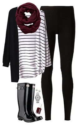 Outfit ideas with black leggings: Fashion accessory,  Boot Outfits,  Black And White Outfit  