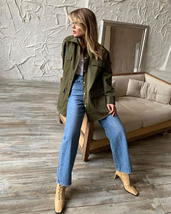 Khaki colour ideas with trousers, jacket, parka: Bell Bottoms,  Khaki Outfit,  Cargo Jackets,  Lounge jacket  