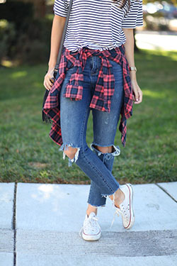 Outfit ideas cute flannel outfits, street fashion, casual wear, t shirt: Casual Outfits,  T-Shirt Outfit,  Street Style,  Plaid Shirt  