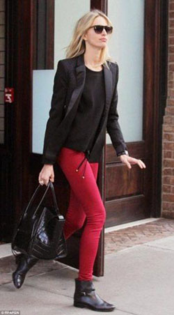 Red Leggings Combination: Legging Outfits,  Red Legging  