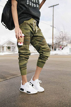 Camo joggers with sneakers, street fashion, camo joggers, casual wear, cargo pants: Camo Pants,  Street Style,  Camo Joggers  