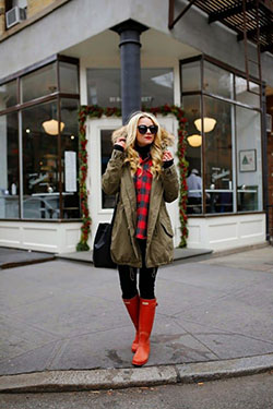 Brown and pink dresses ideas with fashion accessory, coat, fur: Wellington boot,  Fashion accessory,  Street Style,  Boot Outfits,  Brown And Pink Outfit  