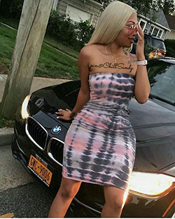 Dresses ideas with strapless dress, jacket: Bodycon dress,  Strapless dress,  Motor vehicle,  Sports car  