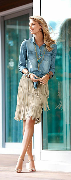 Combinar falda flecos beige twinset fringed skirt, street fashion: shirts,  Pencil skirt,  fashion model,  Street Style,  Fringe Skirts  