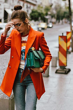 Clothing ideas orange blazer outfit, street fashion, t shirt: T-Shirt Outfit,  Street Style,  Orange Outfits  