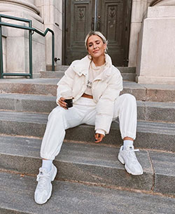 White dresses ideas with tracksuit, trousers, jeans: White Outfit,  Street Style,  Loungewear Dresses  