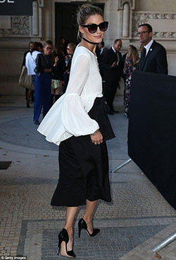 Designer outfit olivia palermo choker paris fashion week, olivia palermo: Fashion show,  Fashion week,  White Outfit,  Olivia Palermo,  Haute couture,  Street Style,  Paris Fashion Week,  Peplum Tops  