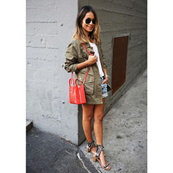 Military jacket summer street style: T-Shirt Outfit,  Street Style,  Cargo Jackets  