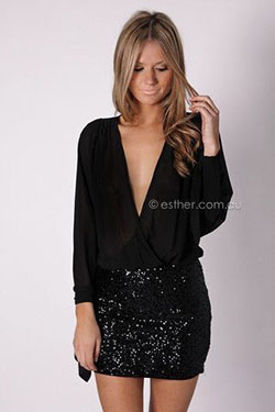 Black colour outfit ideas 2020 with little black dress, cocktail dress: Cocktail Dresses,  fashion model,  T-Shirt Outfit,  Black Outfit,  Sequin Skirts,  Little Black Dress  