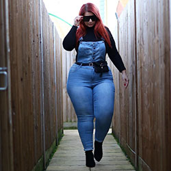 electric blue matching style with trousers, denim, jeans: Electric blue,  Hot Plus Size Girls  