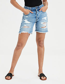 High waisted bermuda shorts american eagle outfitters, american eagle: Bermuda shorts,  Denim Shorts,  Jean Short,  Blue Outfit  