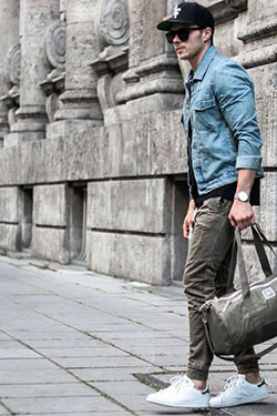 Phong cách thời trang jean nam: cargo pants,  Jean jacket,  Street Style,  Travel Outfits  