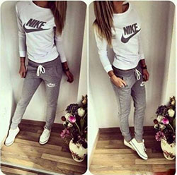 Outfit ideas cute nike outfits nike sweat pants, t shirt: T-Shirt Outfit,  White Outfit,  Comfy Outfits  