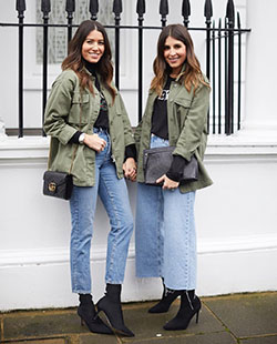 Khaki outfit style with denim, parka, jeans: Street Style,  Khaki Outfit,  Cargo Jackets,  Beige Jeans  