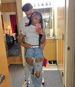 They both are looking adorable in White T-shirts and Denims!: Matching couple,  Couple costume,  Black people,  Black Couple  