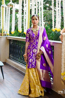 Magenta and yellow instagram fashion with gown, formal wear, sari: Fashion photography,  Clothing Ideas  