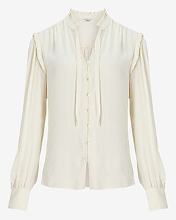 Ruffle Tie Neck Puff Sleeve Shirt | Express: 