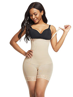 Skin Color Underbust Shapewear With Zipper Lace Trim Breathable: 