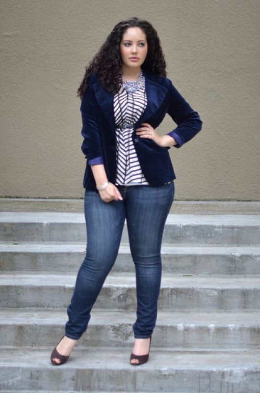 Plus Size Velvet Blazer Outfit: Plus size outfit,  Blazer Outfit,  Velvet Outfits  