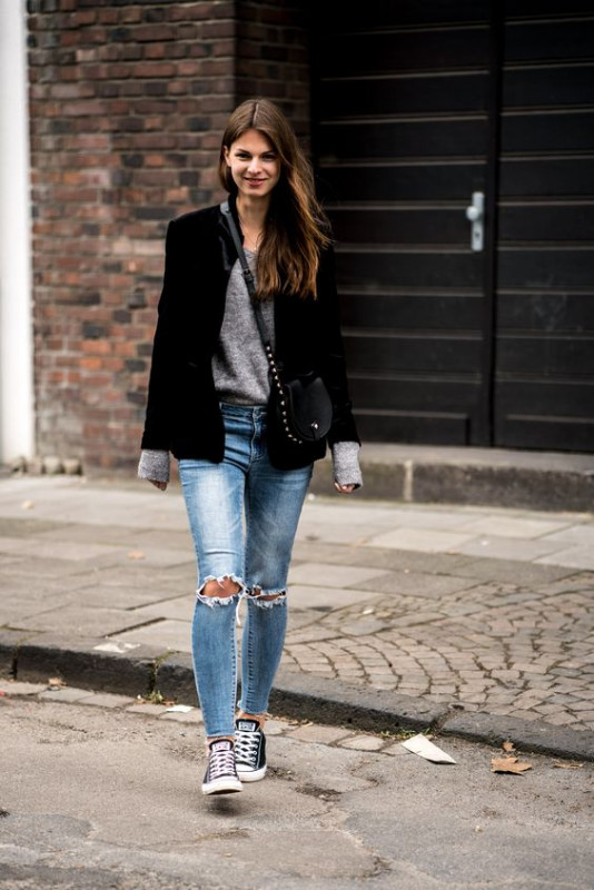 Cute Outfit With Velvet Blazer For Teens: Casual Outfits,  College Outfit Ideas,  High School Outfits,  Teenage fashion  