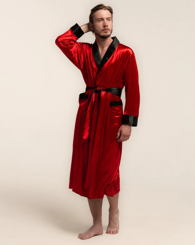 Retro Style Velvet Robe Mens with Lining: 