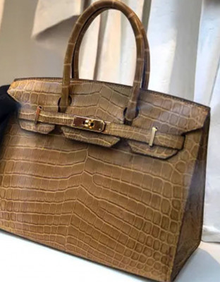 HERMÈS BIRKIN 35 GRIS ELEPHANT MATTE CROCODILE: 