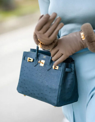 Hermès Birkin 30 en Autruche Bleu: 
