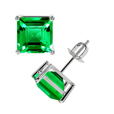 Perfect Natural Emerald Studs: 