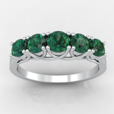 Emerald Band Ring in Four Prong: 