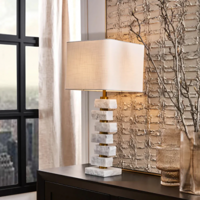 Hamburg Marble Table Lamp - White: 
