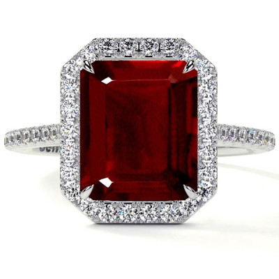 Composite Emerald Cut Ruby Rings: 