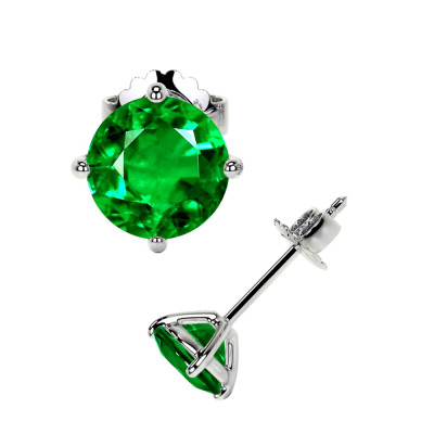 Shop Emerald Studs in White Gold: 