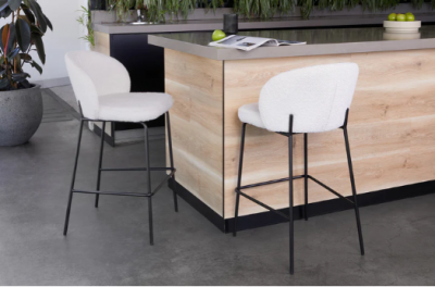 66cm Caius Boucle Barstools (Set of 2) - Ivory: 