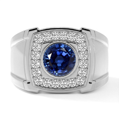 Mens Sapphire Ring in Prong Set: 