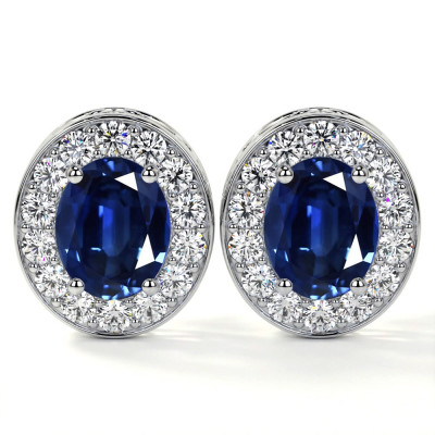Tanzanite Stud Earrings with Natural Diamonds: 