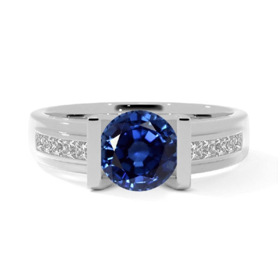 Channel Setting Mens Sapphire Ring: 