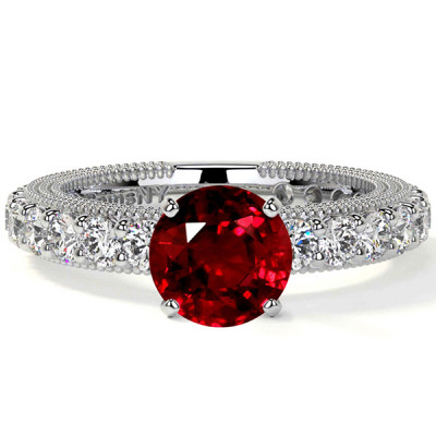 Antique Ruby Rings in Natural Diamonds: 