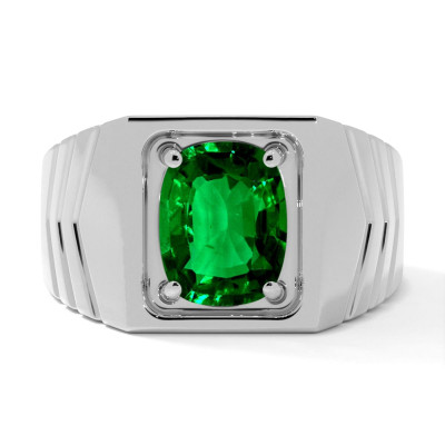 Rhodium Plated Mens Alexandrite Rings: 