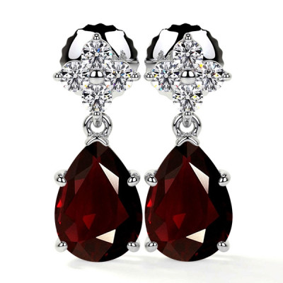 Ruby Diamond Earrings in Prong Set: 