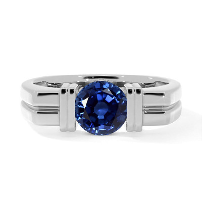 Intense Blue Natural Mens Sapphire Ring: 